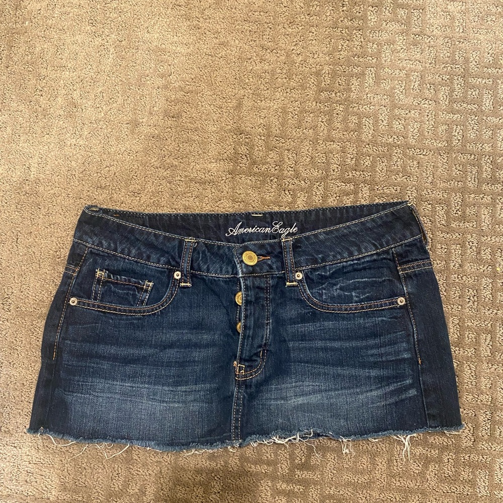 American Eagle Outfitters Women's Micro Mini Denim Skirt - Dark Blue